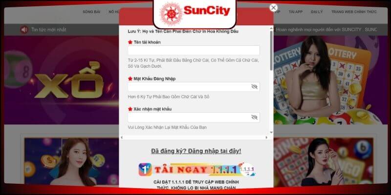 Thao tác đăng ký tài khoản Suncity cực an toàn